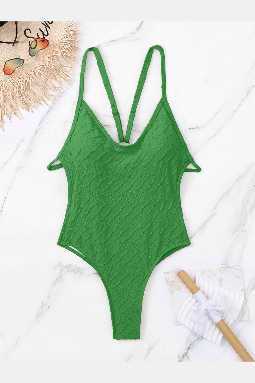 Backless Spaghetti Strap One-Piece Swimwear