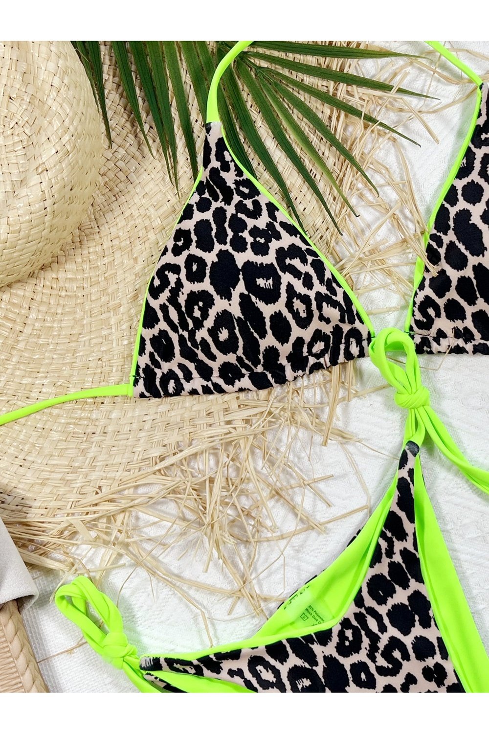 Leopard Print Halter Neck Tie Side Bikini Set