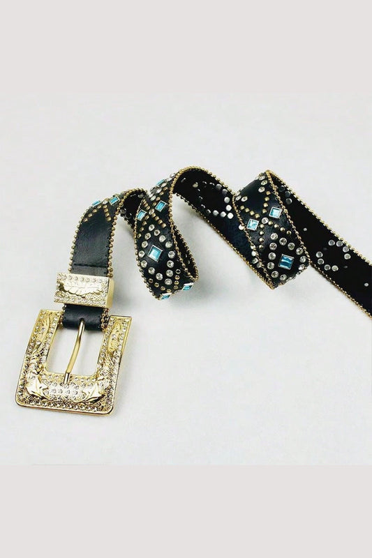 Rhinestone PU Leather Belt